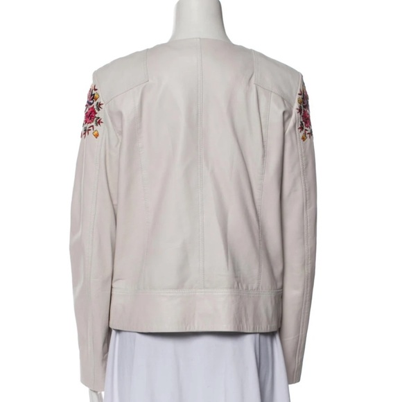 Rebecca Minkoff Lamb Leather Floral Print Biker Jacket - Picture 4 of 10